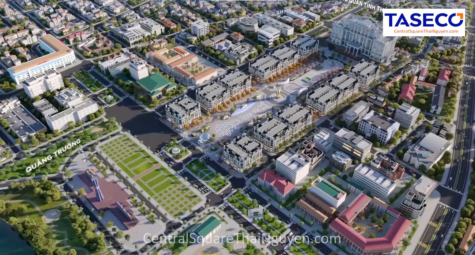 Phối cảnh trên cao dự án Central Square Thái Nguyên do Taseco Land phát triển